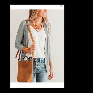 Light Green Three-Quarter Sleeve Snap Cardigan Size XL fits like Medium